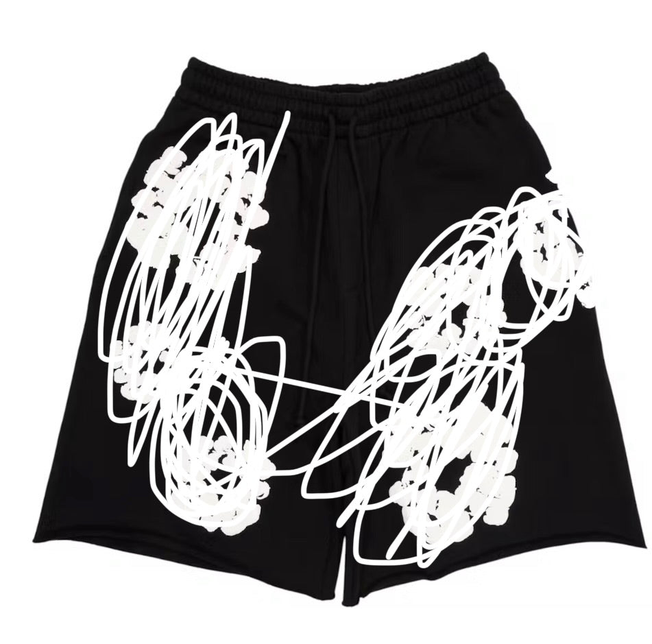 Black “flower” shorts