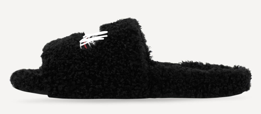 Black “fluffy” slippers
